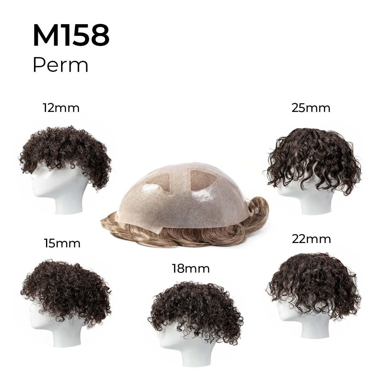 Wavy Perm Straight Hair Men Men's Toupee M158 With Skin Base