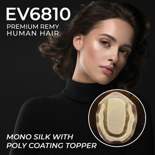 Premium Human Hair Ez Volume 6810 Mono Silk Top Cut Away Lady's Top Hairpiece