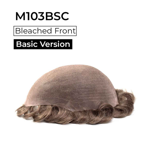 Men's Toupee M103BSC Fine Welded Mono Lace with Bleached Front Knots - Basic Version Men's Toupee M103BSC Fine Welded Mono Lace with Bleached Front Knots - Basic Version