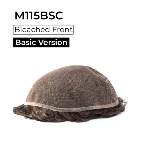 Men's Toupee M115BSC Full Swiss Lace Hairpiece with Bleached Front Knots - Basic Version
