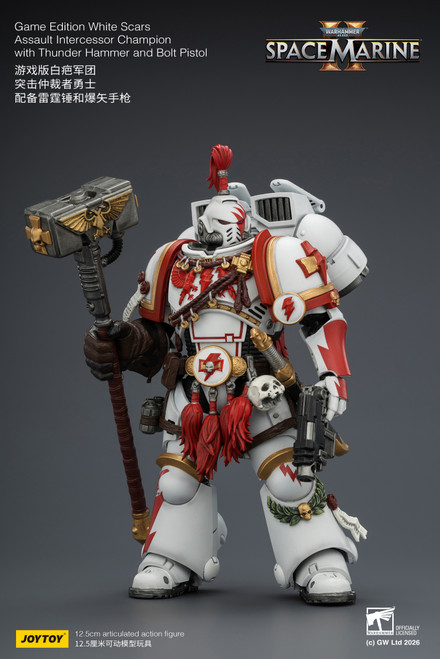 Game Edition White Scars Assault Intercessor Champion with Thunder Hammer and Bolt Pistol