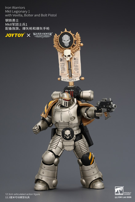 Iron Warriors MkII Legionary1 with Vexilla, Bolter and Bolt Pistol