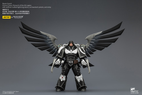 Raven Guard Corvus Corax, Primarch of the XIX Legion with artificer-crafted lightning talons, archaeotech pistols, and whip