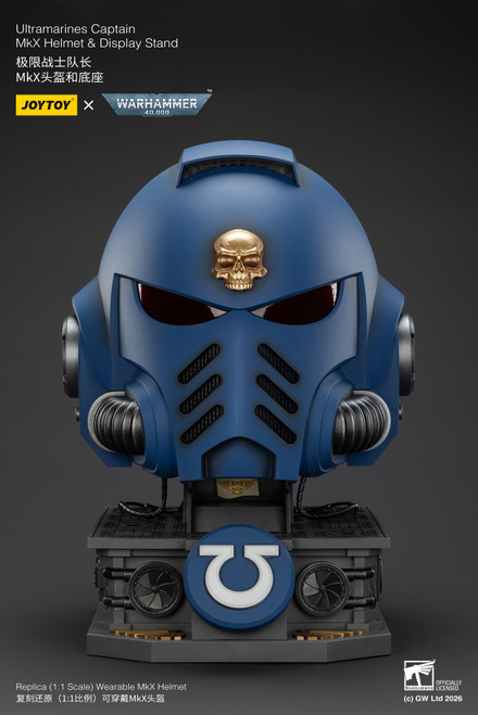 Ultramarines Captain MkX Helmet & Display Stand