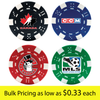Striped Dice Clay Poker Chips - Full Color, 1 Side Imprint