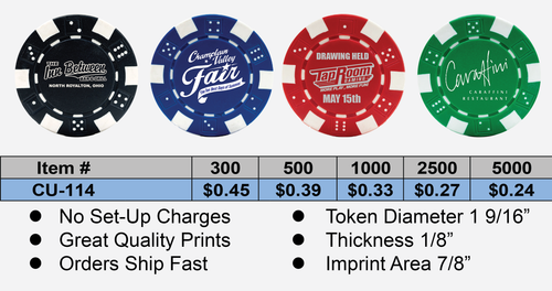 Striped Dice Clay Poker Chips - 1 color, 1 side Imprint