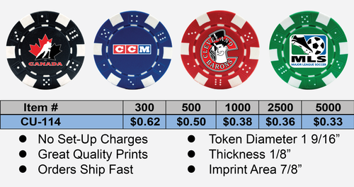 Striped Dice Clay Poker Chips - Full Color, 1 Side Imprint