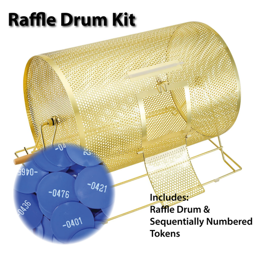 Large Raffle Drum and Token Set  - available with up to 2500 tokens