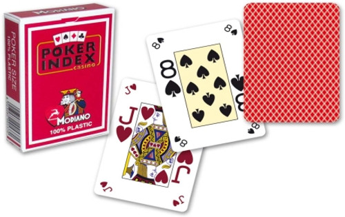 Poker, 4-Corner Mini-Index, 100% Plastic, Red Back