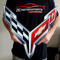 2020 Corvette C8 Crossed Flags Logo Steel Sign 2020 Corvette C8 Crossed Flags Logo Steel Sign