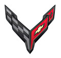 Corvette C8 Black Edition Crossed Flags Emblem Metal Sign