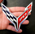 Corvette C8 70th Anniversary Crossed Flags Emblem Steel Magnet