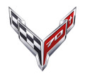 Corvette C8 70th Anniversary Crossed Flags Emblem Garage Steel Sign