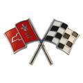 CORVETTE C2 Crossed Flags Steel Sign