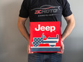 Jeep Vehicle with American Flag Garage Steel Sign