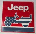 Jeep Vehicle with American Flag Steel Sign