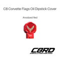 C8 Flags Corvette Billet Oil Dipstick Cover - Red