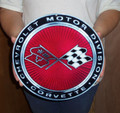 Corvette C3 Crossed Flag Emblem Steel Sign