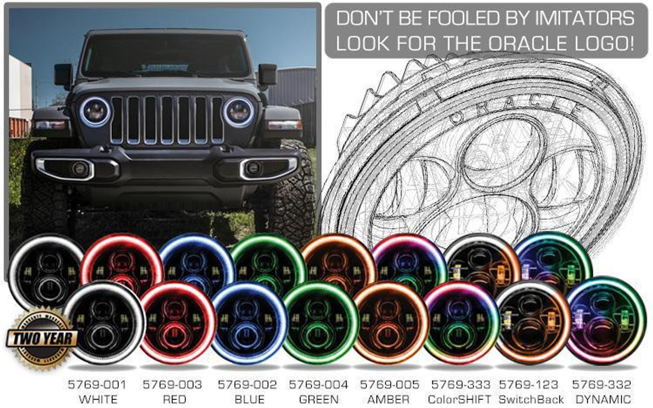 ORACLE 7 High Powered LED Headlights Black Bezel 5769-334 ORACLE 7 High Powered LED Headlights Black Bezel 5769-334