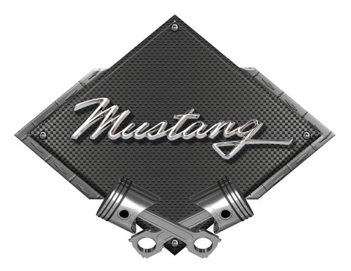 Ford Mustang Script Black Carbon Diamond Steel Sign