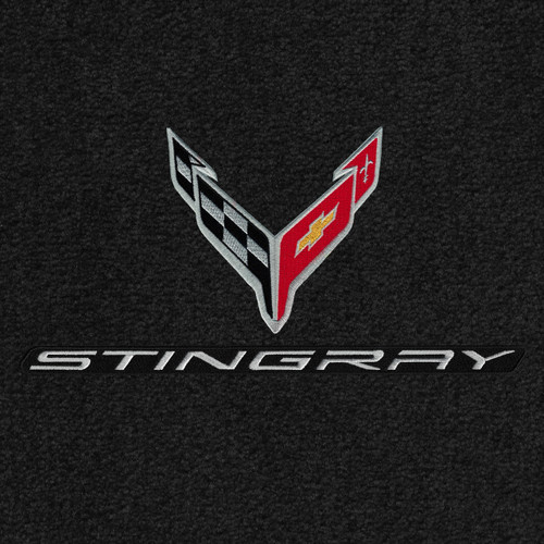 Corvette C8 Carbon Crossed Flags Logo and Stingray Script Floor