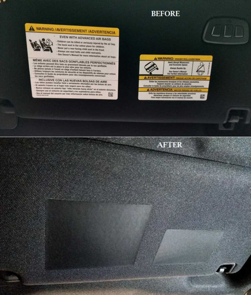 Ford Bronco Sport 2021 - 2026 Sun Visor WARNING LABEL BLACKOUTS