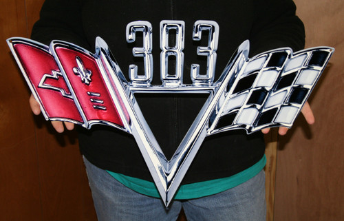 Chevy 383 V-Flag Emblem Garage Steel Sign