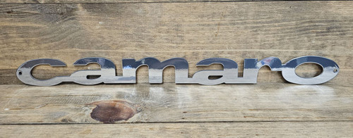 Chevy Camaro Script Bold Chrome Steel Sign 21x2 in