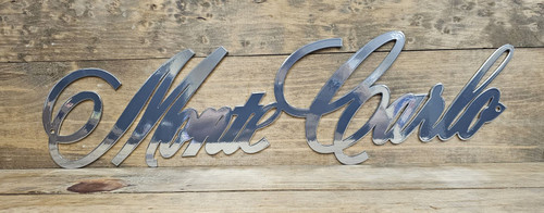 Chevy Monte Carlo Script Chrome Steel Sign Chevy Monte Carlo Script Chrome Steel Sign