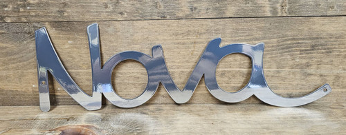 Chevy Nova Script Chrome Steel Sign Chevy Nova Script Chrome Steel Sign