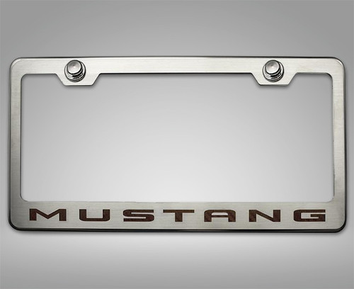 2010-2013 MUSTANG - LICENSE PLATE FRAME WITH "MUSTANG" LETTERING | STAINLESS STEEL, CHOOSE INLAY 1 COLOR