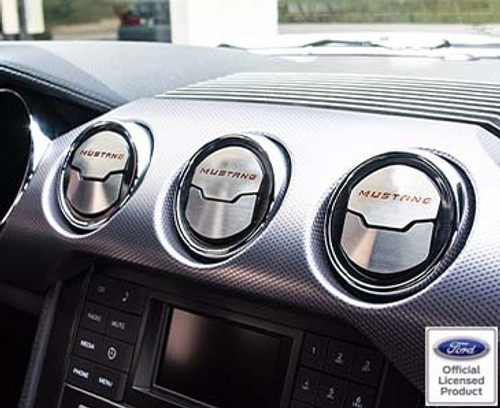 2015-2017 MUSTANG - A/C VENT TRIM KIT W/MUSTANG INLAY 3PC | BRUSHED 2 STAINLESS