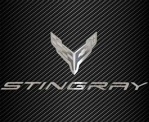 2020-2024 C8 CORVETTE - STAINLESS HOOD PANEL BADGE FLAG LOGO AND STINGRAY FONT STYLE