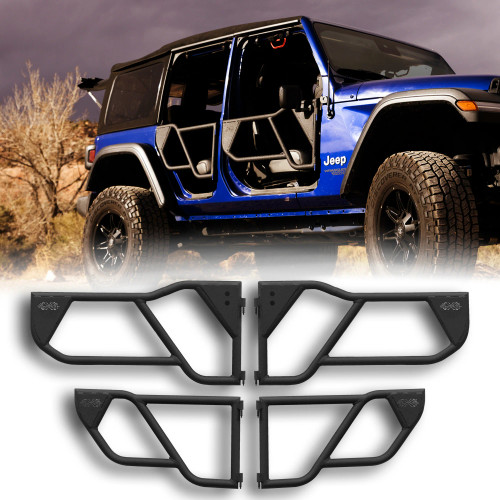 2018+ Jeep JLU & JT 4DR Razor Aluminum Half Tube Doors | EZ4X4