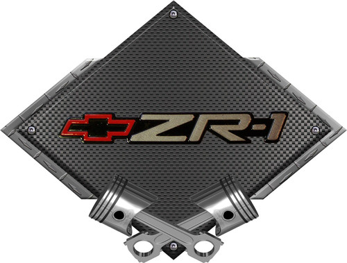 Corvette C4 ZR1 Black Diamond Cross Pistons Steel Sign