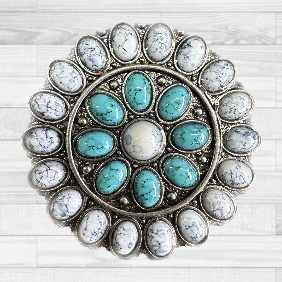 Blue & White Turquoise Concho 1.5