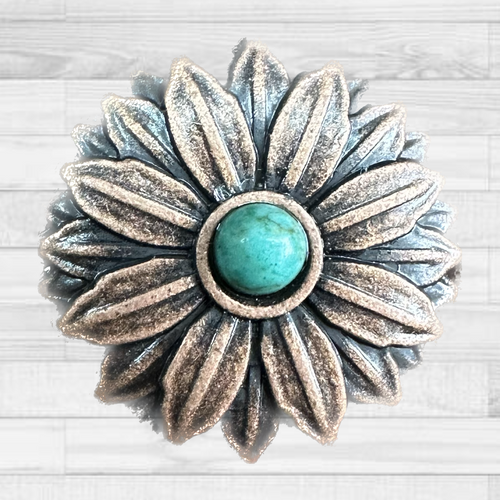 Copper Daisy Turquoise Concho 1" W217S