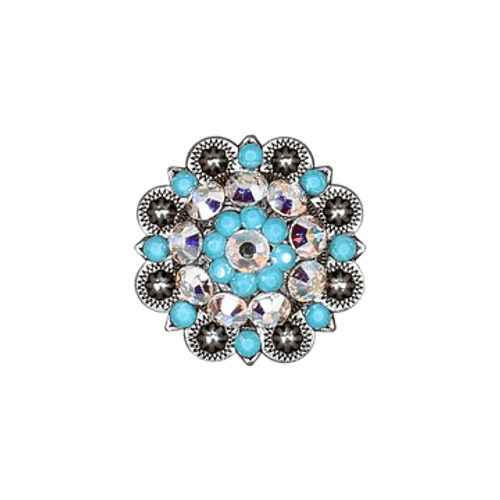 AB/Turquoise Antique Silver 1.5" European Crystal Concho