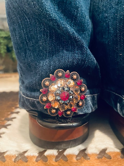 1 pair Hem Hikers with Rodeo Drive 1.5 inch Conchos, Copper, Ruby, Jet & Champagne