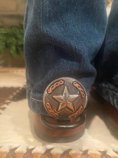 1 pair Hem Hikers with 1.5 inch Rodeo Drive  2-tone with Star Conchos