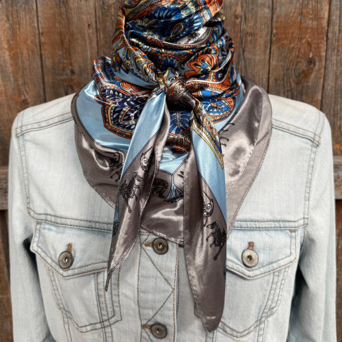 35X35" Blue and Grey Safari Wild Rag / Scarf 