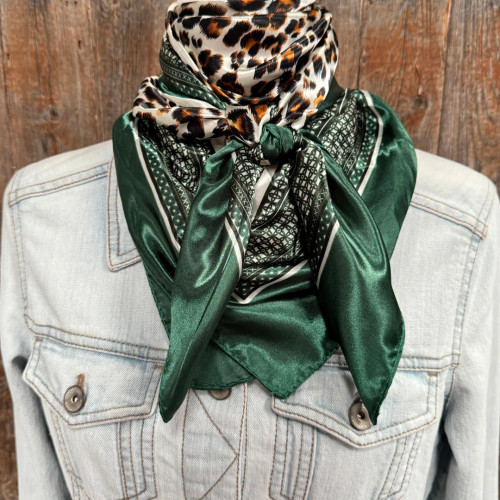 35X35" Green Animal Print Wild Rag / Scarf 