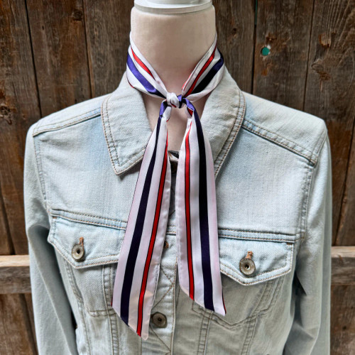 Red, White and Blue Stripes Western Skinny Mini Wild Rag Scarf / Cowgirl Necktie 326