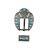 Antique Silver Clear and Aqua European Crystal Fancy Buckle