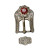 Antique Silver Ruby and AB  European Crystal Buckle Keeper Set