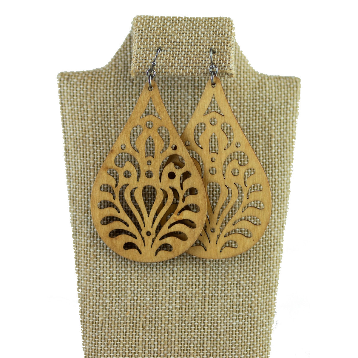 Women's Sun Print Wood Dangle Teardrop Earrings Women's Sun Print Wood Dangle Teardrop Earrings