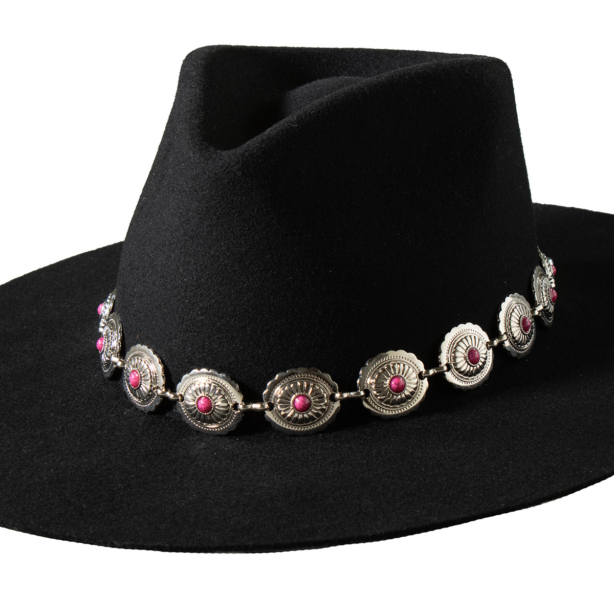 3D 1" Concho Stone Chain Hat Band