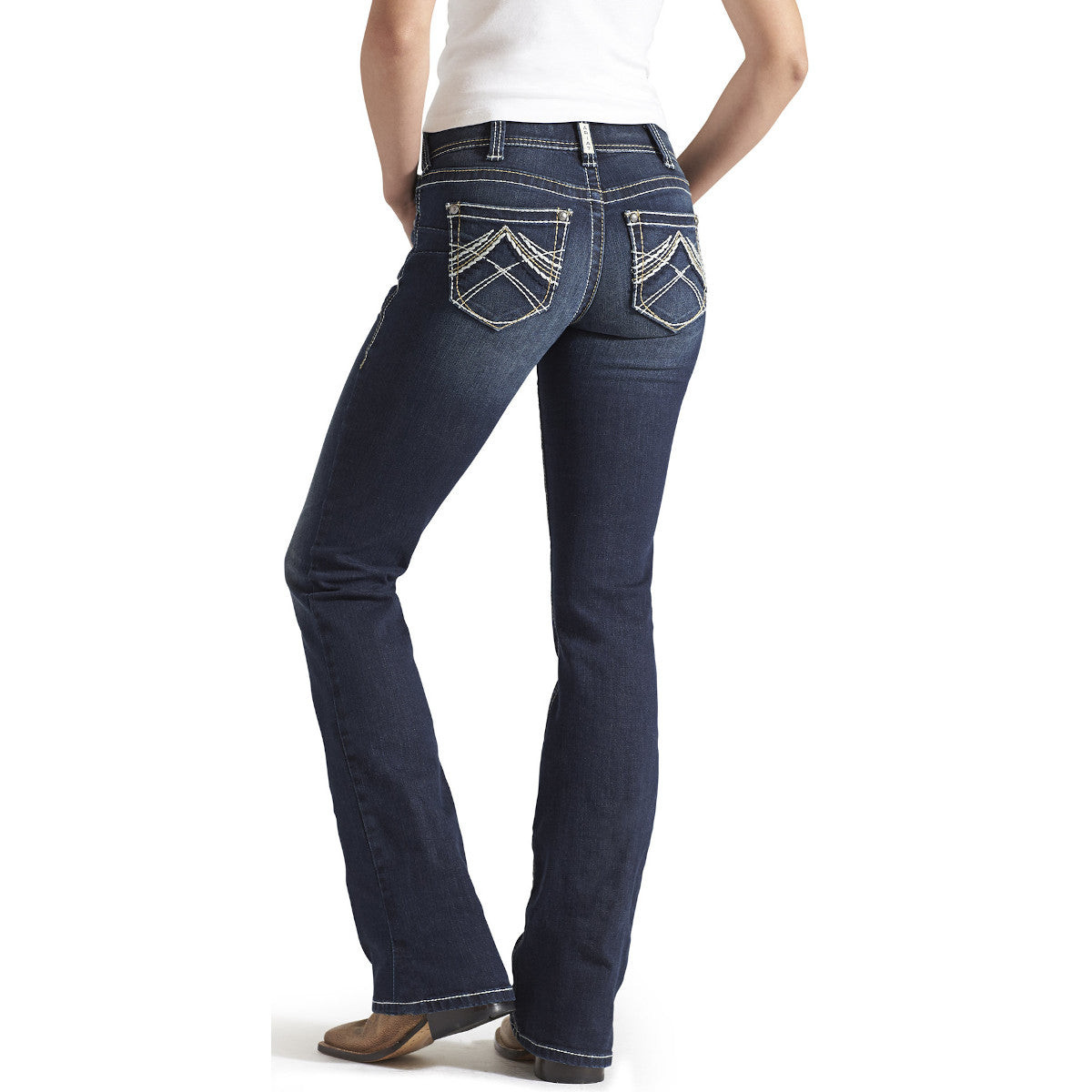 Ariat Women's R.E.A.L. Mid Rise Stretch Whipstitch Boot Cut Jeans Ariat Women's R.E.A.L. Mid Rise Stretch Whipstitch Boot Cut Jeans