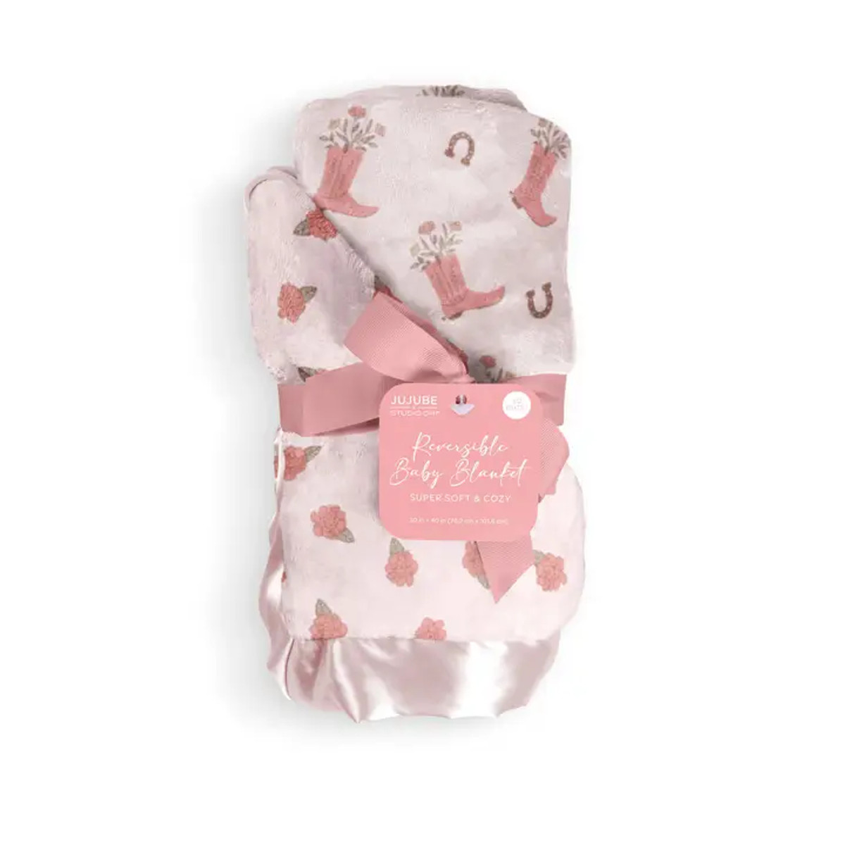 Reversible Baby Blanket - Bloomin' Boot Pink Reversible Baby Blanket - Bloomin' Boot Pink