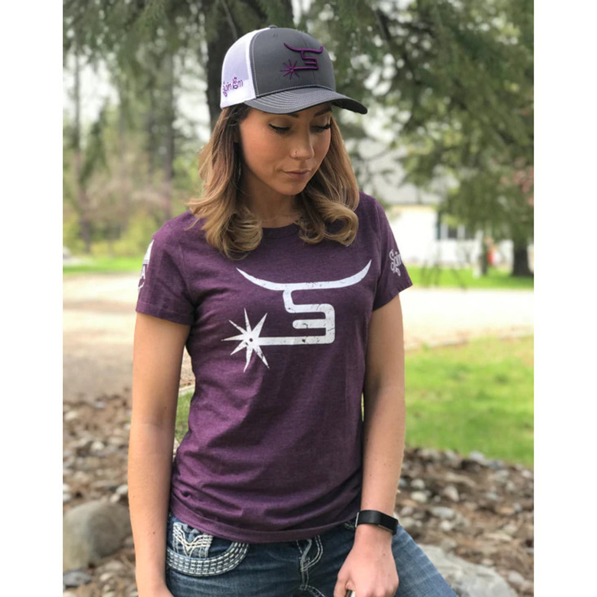 Spin-Em Women's Purple Short Sleeve Tee